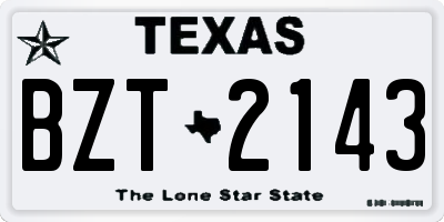TX license plate BZT2143