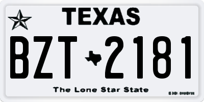 TX license plate BZT2181