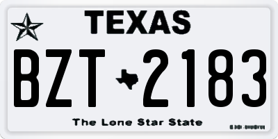 TX license plate BZT2183