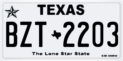 TX license plate BZT2203