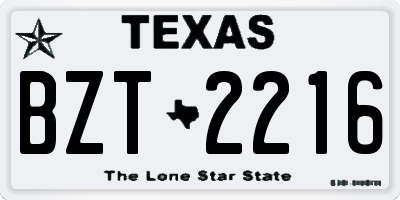 TX license plate BZT2216