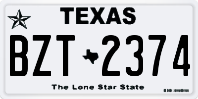 TX license plate BZT2374