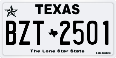 TX license plate BZT2501