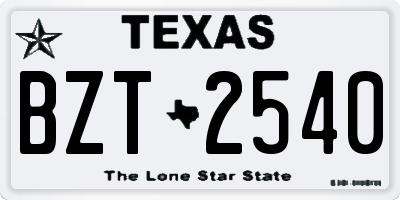 TX license plate BZT2540