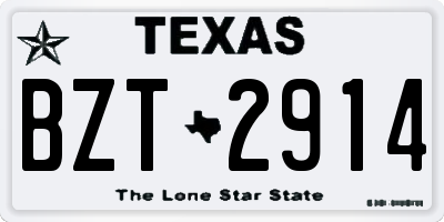 TX license plate BZT2914