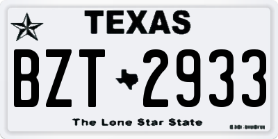 TX license plate BZT2933