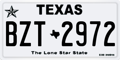 TX license plate BZT2972