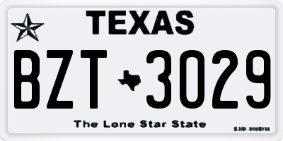 TX license plate BZT3029