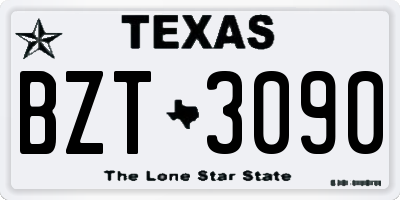 TX license plate BZT3090