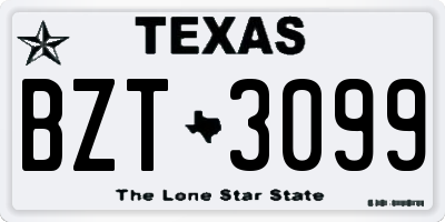 TX license plate BZT3099