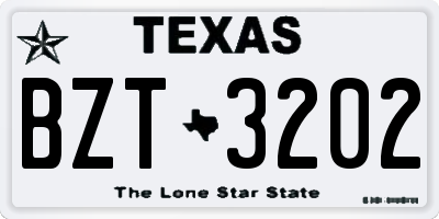 TX license plate BZT3202