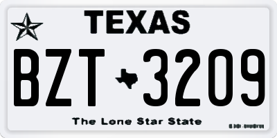 TX license plate BZT3209