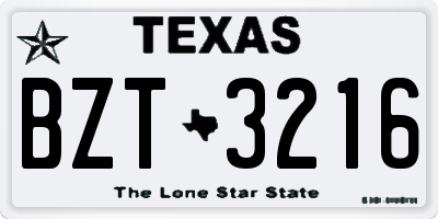 TX license plate BZT3216