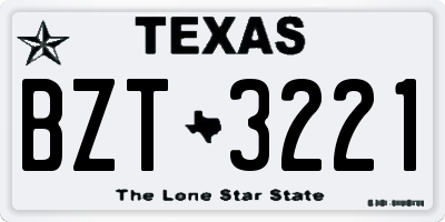 TX license plate BZT3221