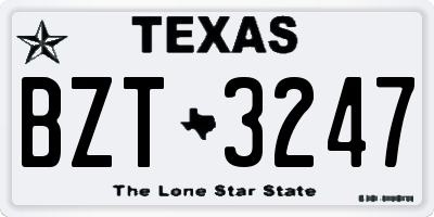 TX license plate BZT3247