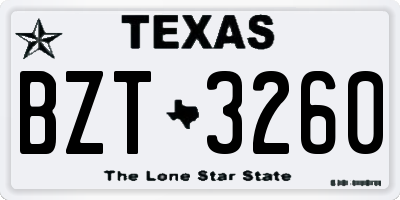 TX license plate BZT3260