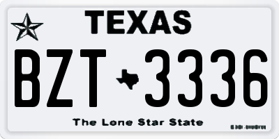 TX license plate BZT3336