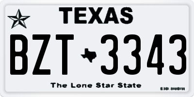 TX license plate BZT3343