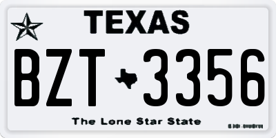 TX license plate BZT3356