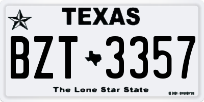 TX license plate BZT3357