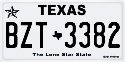 TX license plate BZT3382