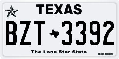 TX license plate BZT3392