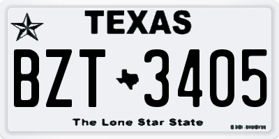 TX license plate BZT3405