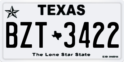 TX license plate BZT3422