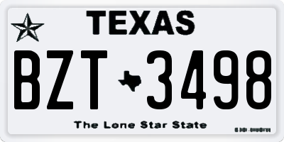 TX license plate BZT3498
