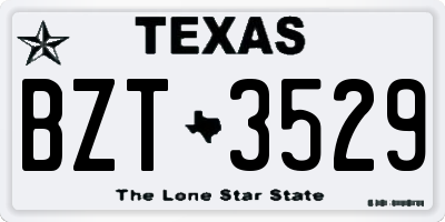 TX license plate BZT3529