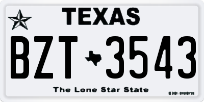 TX license plate BZT3543