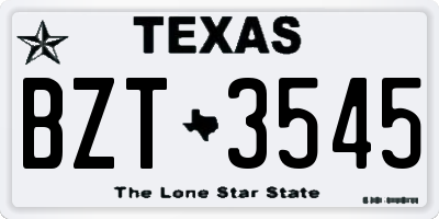 TX license plate BZT3545