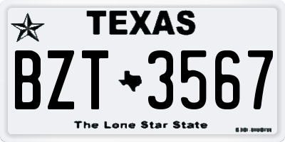 TX license plate BZT3567