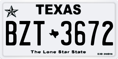 TX license plate BZT3672