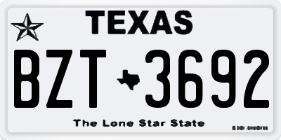 TX license plate BZT3692