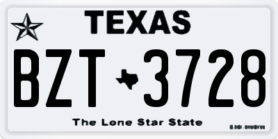 TX license plate BZT3728