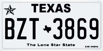 TX license plate BZT3869