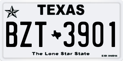 TX license plate BZT3901