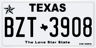 TX license plate BZT3908