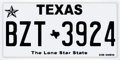 TX license plate BZT3924