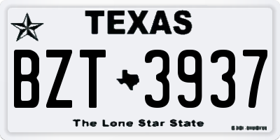 TX license plate BZT3937