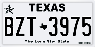 TX license plate BZT3975