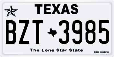 TX license plate BZT3985