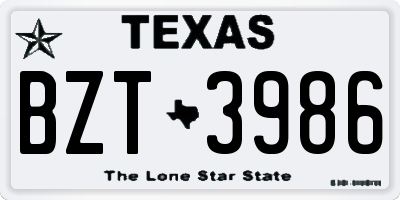 TX license plate BZT3986