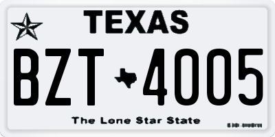 TX license plate BZT4005