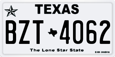 TX license plate BZT4062