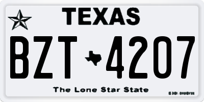 TX license plate BZT4207