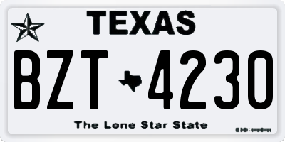 TX license plate BZT4230