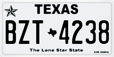 TX license plate BZT4238