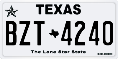 TX license plate BZT4240